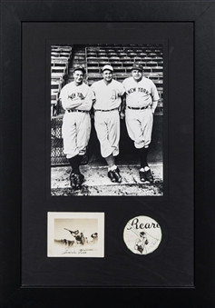 Babe Ruth & Jimmie Foxx Single Signed Cuts With Photo In 19x27 Framed Display (PSA/DNA)